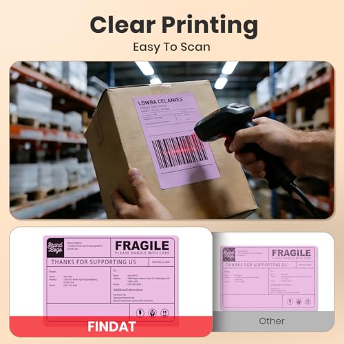 FINDAT 4×6 Inch Shipping Thermal Labels Vinyl Purple Direct Printing Stickers Rectangle Waterproof elf-Adhesive Perforated Mailing Label for UPS Package Business Postage Barcode 250 PCS - Image 4