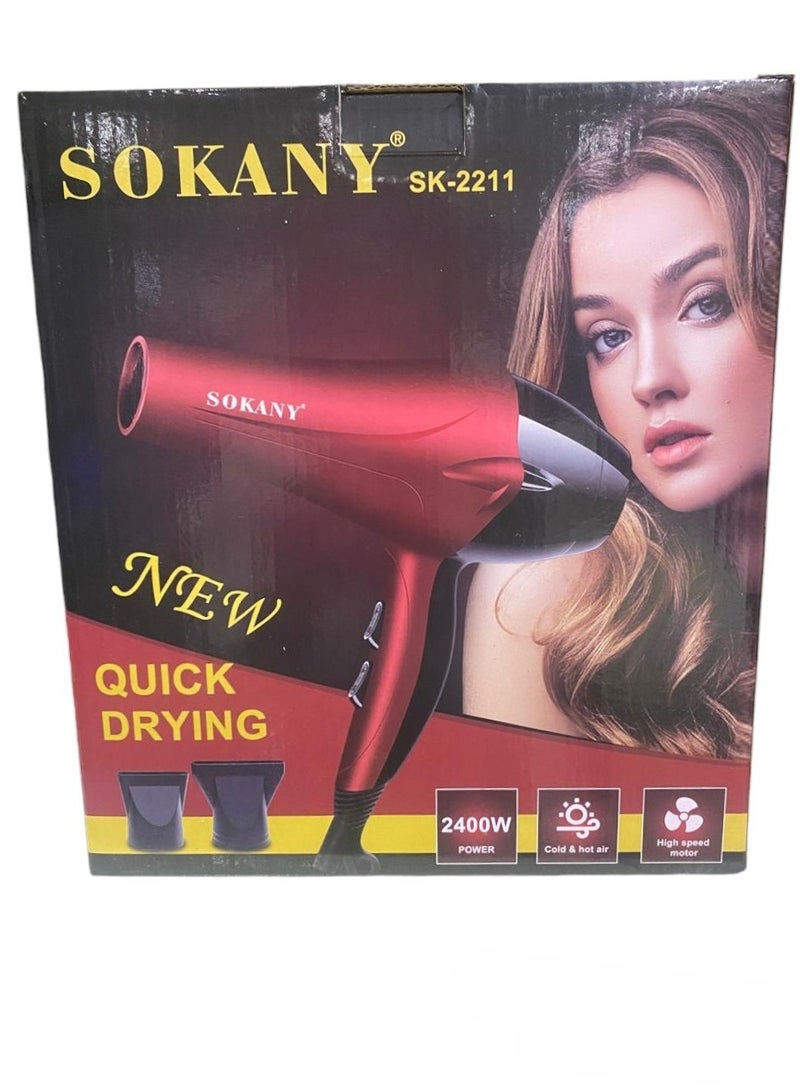 سوكاني مجفف شعر من سوكاني SK-2211، طباعة أحمر - Image 2