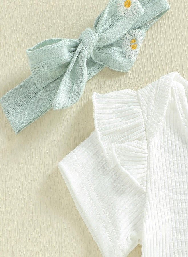 Thorn Tree Summer Baby Girl Clothes Short Sleeve Tops Romper Daisy Infant Shorts Toddler Girls Outfits Cute Newborn Outfit (Green, 0-3 Months) - Image 5