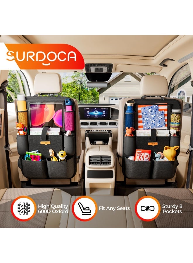 SURDOCA Car Organizers and Storage - Car Seat Organizer with 10.5-inch Clear Tablet Pocket  4th Generation Backseat Car Organizer with 9 Pockets  Car Accessories for Kids  2 Pack - Image 3
