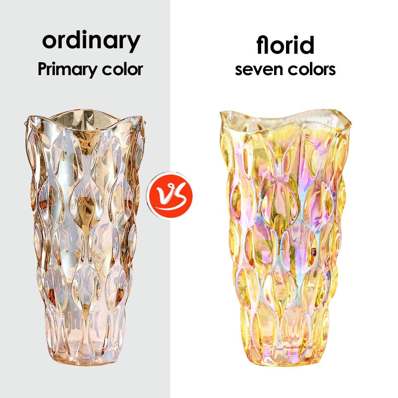 CEMABT 9.5inch 3.4 lb Glass Vases for Flowers Unbreakable Thickened Morden vase for Tables Centerpieces,Colorful,Vintage and Clear Rose Large Flower vases for Bouquet Unique Giftsï¼ˆGoldï¼‰ - Image 5