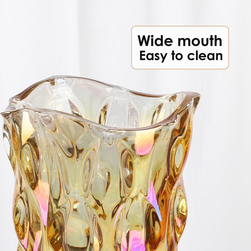 CEMABT 9.5inch 3.4 lb Glass Vases for Flowers Unbreakable Thickened Morden vase for Tables Centerpieces,Colorful,Vintage and Clear Rose Large Flower vases for Bouquet Unique Giftsï¼ˆGoldï¼‰ - Image 4