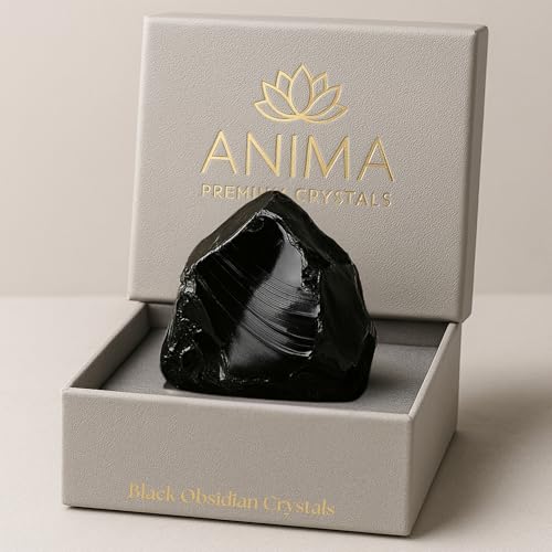 Anima Obsidian Crystal Large 162 Deep Black Natural Raw Obsidian Stone for Protection Grounding Transformation Ethically Sourced Presented in Elegant Gift Box - Image 2