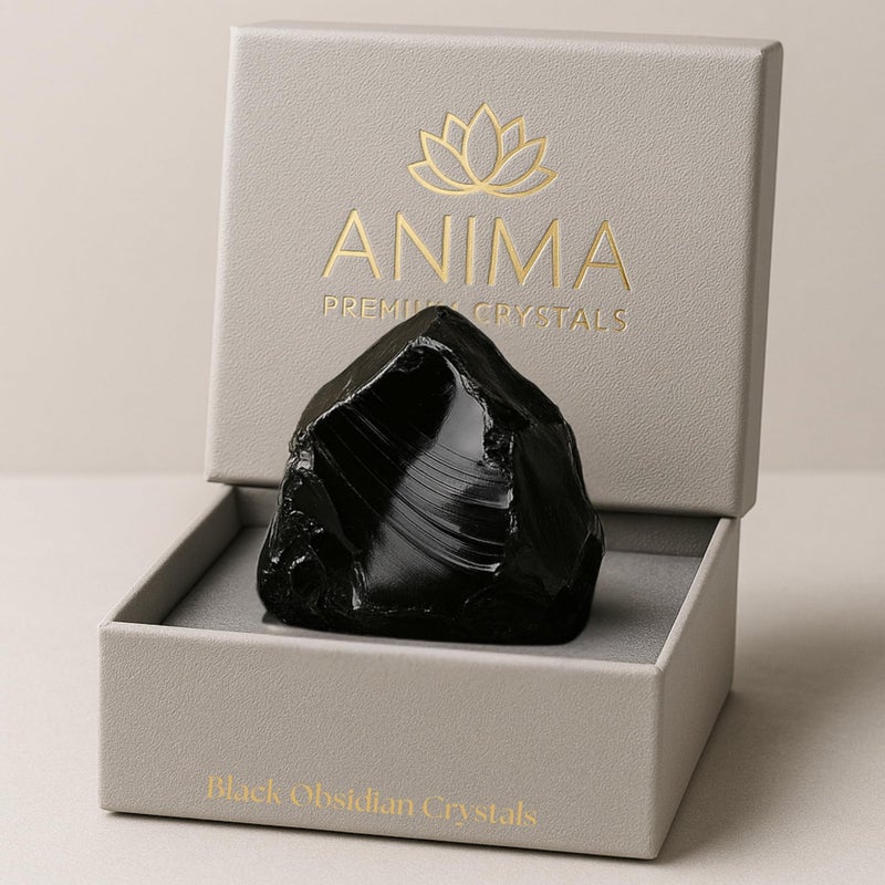 Anima Obsidian Crystal Large 162 Deep Black Natural Raw Obsidian Stone for Protection Grounding Transformation Ethically Sourced Presented in Elegant Gift Box - Image 3