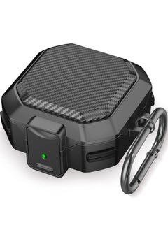 NIBEMINENT Samsung Galaxy Buds2 Pro/ Buds Pro / Buds Live / Buds 2 Case with Security Lock, Carbon Fiber Cover, Heavy Duty Shockproof Protective Case Cover with Carabiner for Samsung Galaxy Earphone(Black)  - Image 2