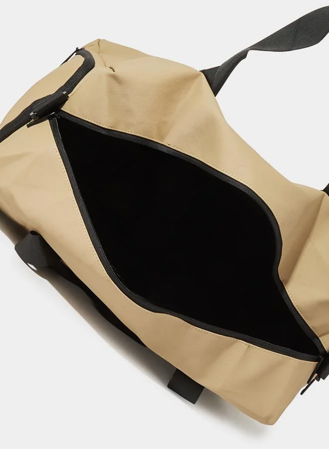 Styli  Khaki Gym Bag with Contrast Zip and Patchwork for Women | Best Price UAE