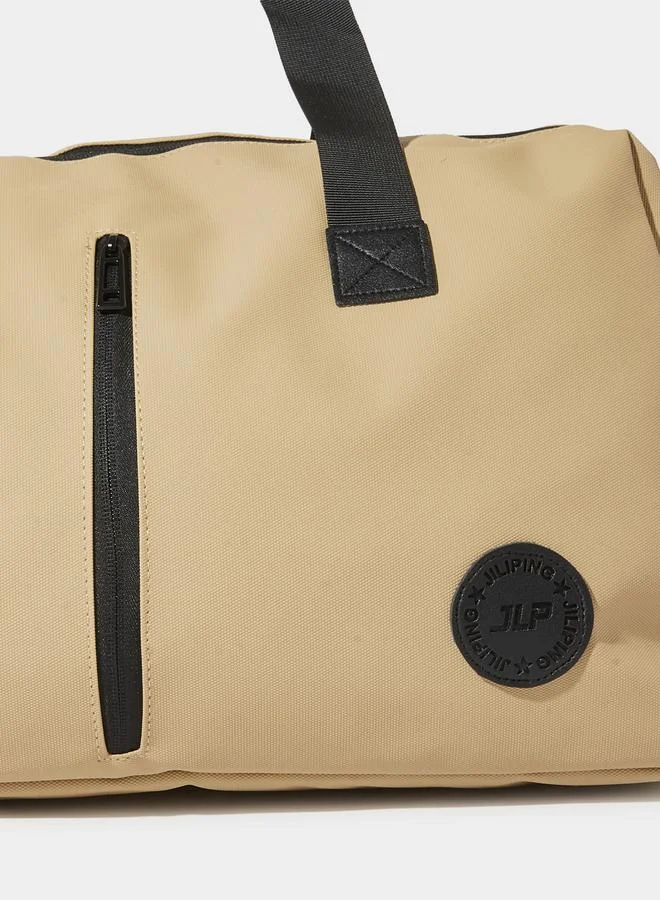 Styli  Khaki Gym Bag with Contrast Zip and Patchwork for Women | Best Price UAE