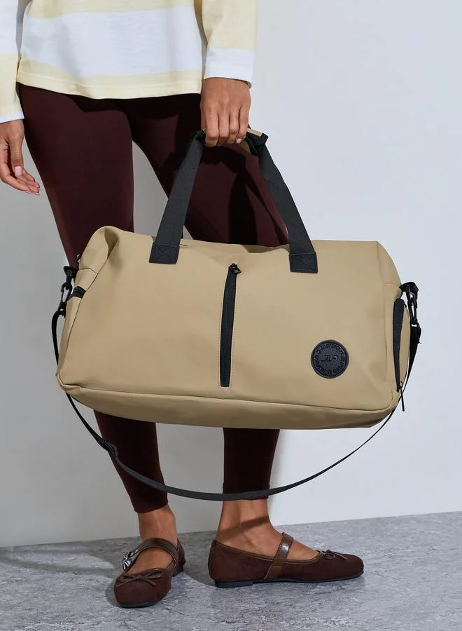 Styli  Khaki Gym Bag with Contrast Zip and Patchwork for Women | Best Price UAE