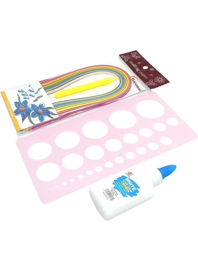 HASANAT ESSENTIALS Essentials Art and Craft 5 in1 Kits,Plastic Quilling Paper Mould,Glue,Needle,100pcs Color Quilling Strips for Quilling Kit and Supplies, DIY Design Drawing Handcraft Kit - Image 4