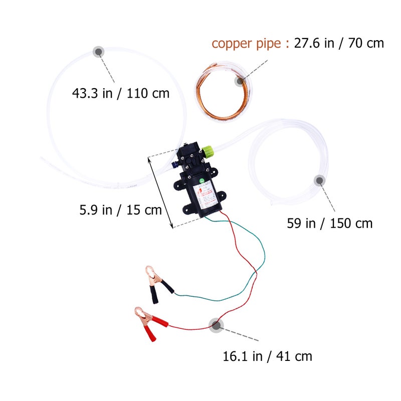 2pcs 60W 12V 0.8Mpa Engine Oil Transfer Pump /Off for Car Van Truck (Black) - Image 3