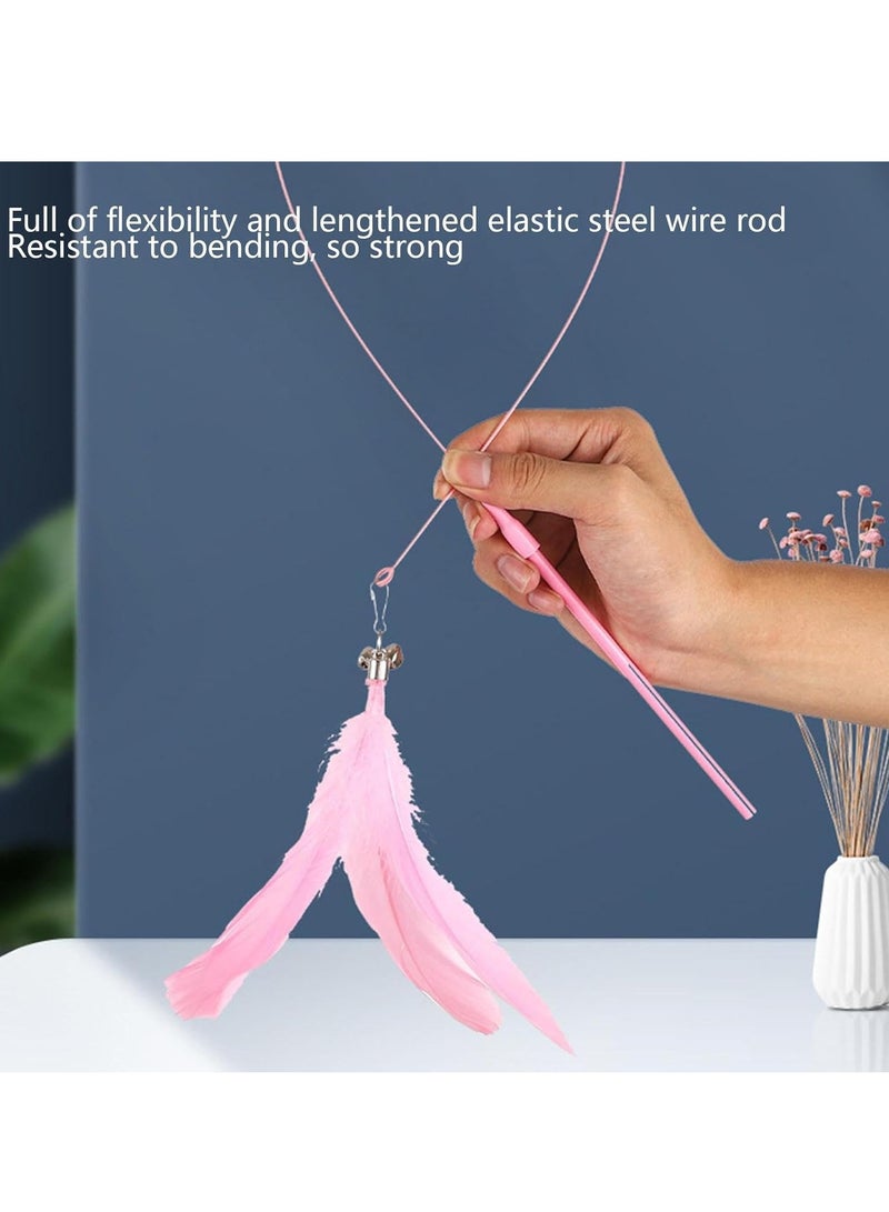 ألعاب عصا القطط مع قاعدة شفط محفزة للتمرين مع جرس | الأيدي - ألعاب عصا أجراس الطيور الواقعية الطبيعية للقطط الصغيرة الكبيرة - Image 2