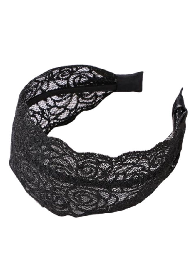 NIBEMINENT Solid Lace Design Headband Black One Size