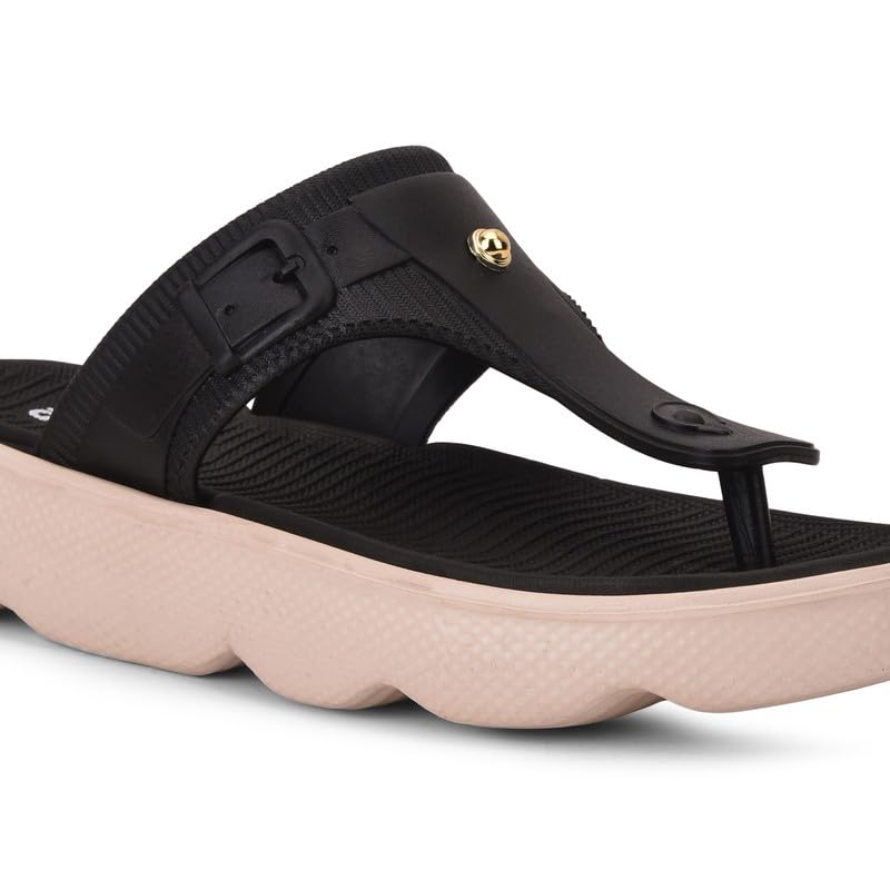 Action Women’s Thong Flip-Flops-APTW-106-Black-Beige-7 - Image 5