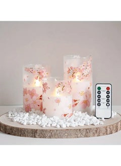 Cherry Blossom Flickering LED Glass Candles with Remote,Flameless Battery Operated Timer Pack of 3 Real Wax Warm Fire Candles,Lasting 500+ Hours,3”x4”,5”,6” - pzsku/ZCCE4F9BAF8D8AD7A3BA8Z/45/_/1716956998/4a2e1ca0-da0d-4022-bf1d-645ec3936da3