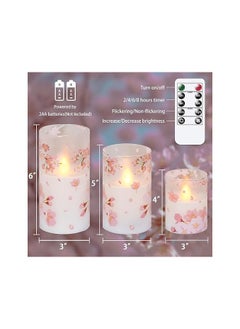 Cherry Blossom Flickering LED Glass Candles with Remote,Flameless Battery Operated Timer Pack of 3 Real Wax Warm Fire Candles,Lasting 500+ Hours,3”x4”,5”,6” - pzsku/ZCCE4F9BAF8D8AD7A3BA8Z/45/_/1716956998/6d6f3e9d-28c5-4821-85e1-b32a620fdbae