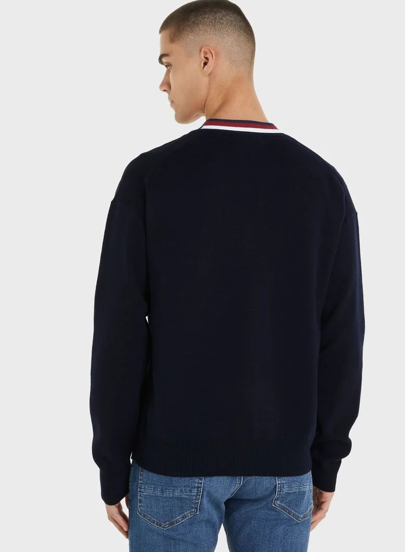 TOMMY HILFIGER Striped V-Neck Cardigan