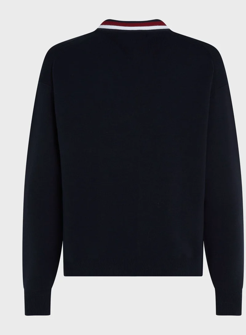 TOMMY HILFIGER Striped V-Neck Cardigan