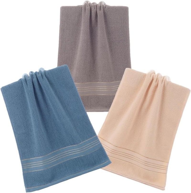 3pcs Soft Cotton Hand Towels Water Absorbent Face Towels for Bathroom Gym Household Use Random Color - Image 1