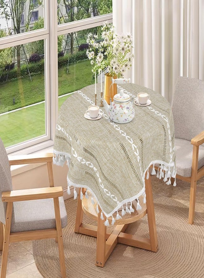 tiosggd Small Square Tablecloth 24 x 24 inch, Rustic Farmhouse Coffee Table Cover for End Bedside Table, Boho Nightstand Cover Top, Linen Dresser Cloth Cover for Bedroom, Summer Country Home Decor - Image 2