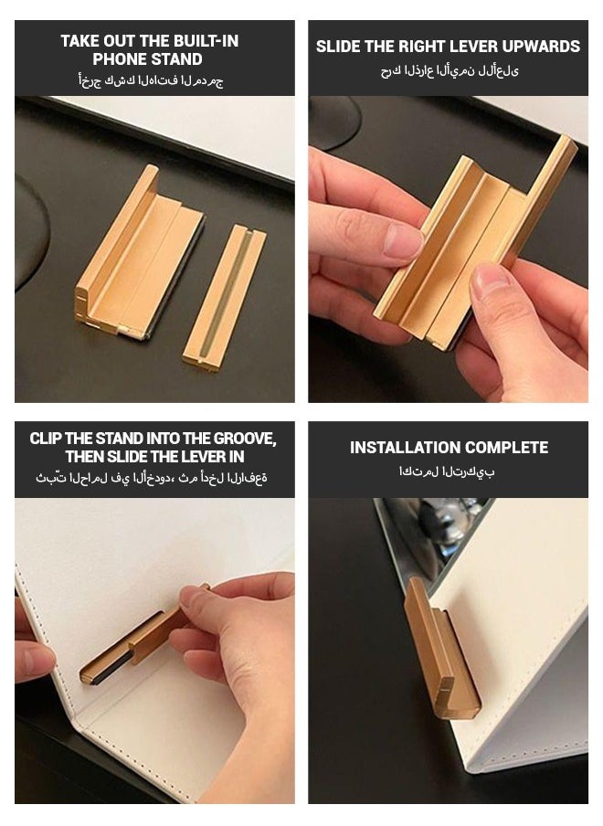 spa luxetique - Foldable Mirror Phone Stand - Portable Makeup Mirror for Desktop, Dorm, and Travel - Image 1