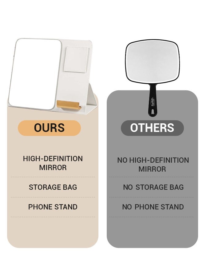 spa luxetique - Foldable Mirror Phone Stand - Portable Makeup Mirror for Desktop, Dorm, and Travel - Image 1