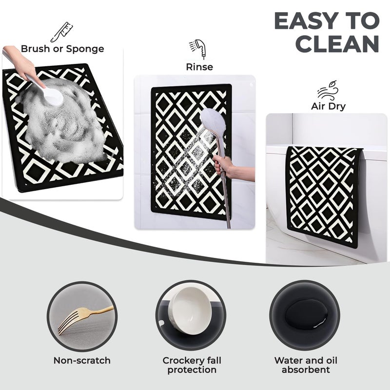 MAXOSHINE Kitchen Mats for Floor Anti Slip Waterproof Feet Comfort Kitchen Runner Floor Mat Standing Desk Mat Floor Mats for Kitchen Diamond Set of 2 - Image 4