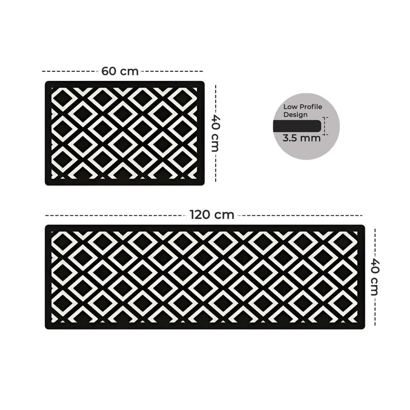 MAXOSHINE Kitchen Mats for Floor Anti Slip Waterproof Feet Comfort Kitchen Runner Floor Mat Standing Desk Mat Floor Mats for Kitchen Diamond Set of 2 - Image 2
