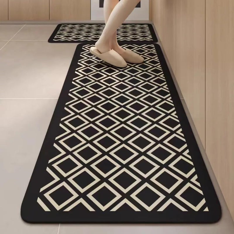MAXOSHINE Kitchen Mats for Floor Anti Slip Waterproof Feet Comfort Kitchen Runner Floor Mat Standing Desk Mat Floor Mats for Kitchen Diamond Set of 2 - Image 1
