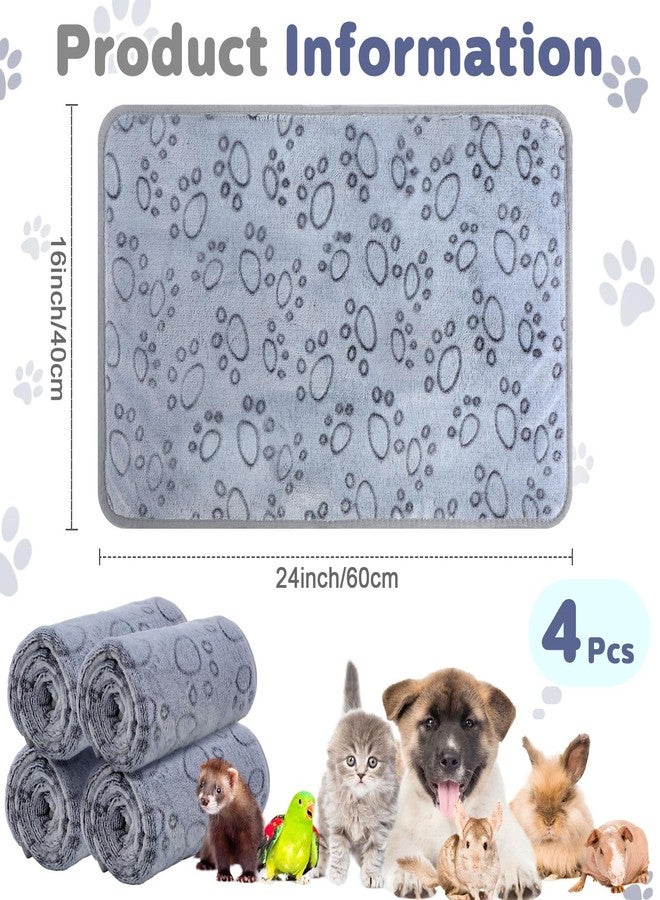 Reginary 4 Pcs Waterproof Guinea Pig Blankets Washable Small Animal Fleece Bedding Absorbent Guinea Pig Cage Liners Reusable Pet Pee Pad Sleep Mat for Hamster Ferret(Adorable Paw,24 x 16 Inch) - Image 2