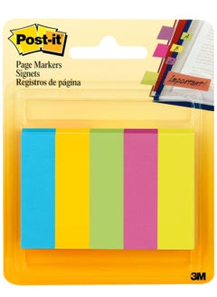 Post It Post-it Page Markers 0.5 x 1.75 in (12.7 x 44.4 mm) Assorted colors, 5 colors/pack | Mark, Highlight, Color Code | No damage | Page Markers | Book Tabs | Small Sticky Notes  - Image 1