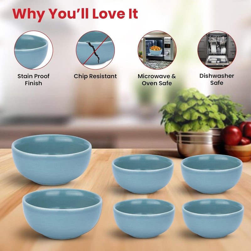 Kuber Industries 12 Pcs Ceramic Dinner Set | Dishwasher & Microwave Safe | Crockery Set for Dining & Gifting | 4Pcs Dinner Plates & 2Pcs Serving Bowl & 4Pcs Bowl & 1Pcs Serving Spoon | Blue - Image 3