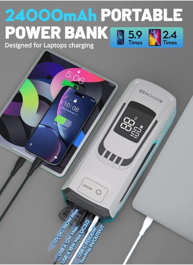 RAVPOWER - RAVPower 3-in-1 Jump Starter with 24000mAh Power Bank & LED Flashlight - Image 1