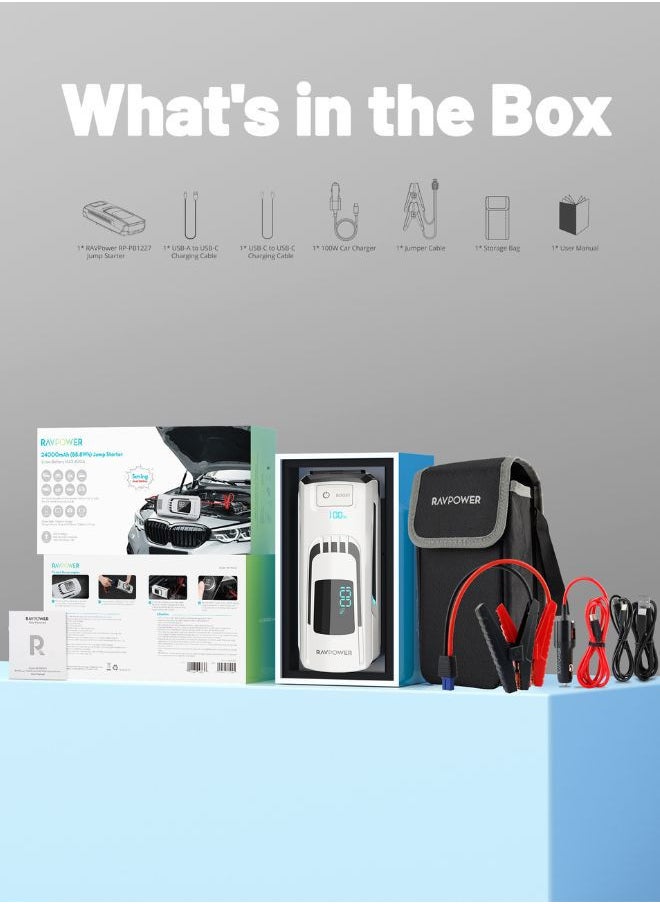 RAVPOWER - RAVPower 3-in-1 Jump Starter with 24000mAh Power Bank & LED Flashlight - Image 1