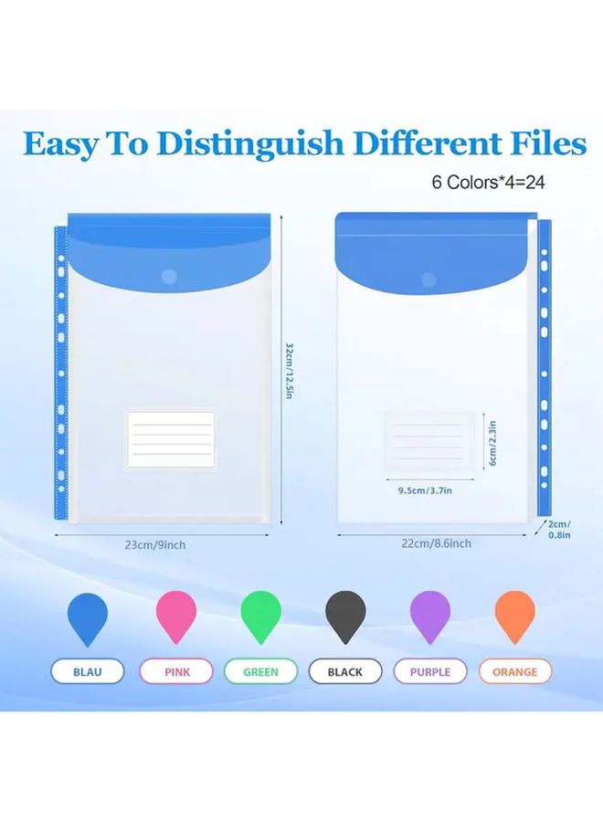 24pcs Transparent Binder Storage Bags with Pockets Snap Button Label Vertical Opening - Image 2