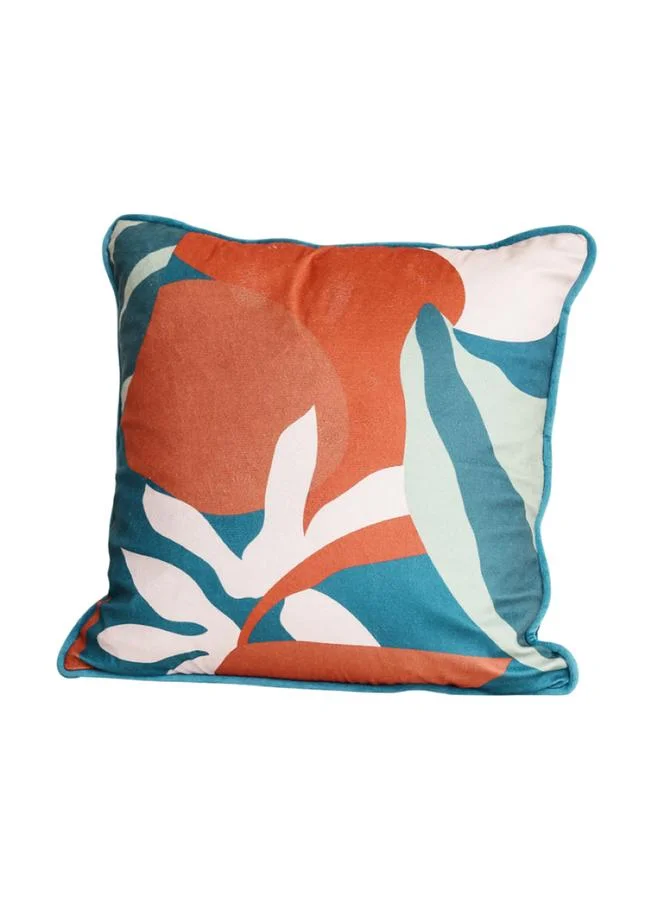 Sanskrutihomes Blue Printed Velvet Square Cushion Cover, Medium