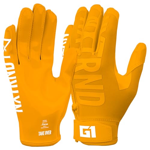 NXT NXTRND Nxtrnd G1 Youth Football Gloves Kids Sticky Receiver Gloves Yellow Youth Small - Image 1