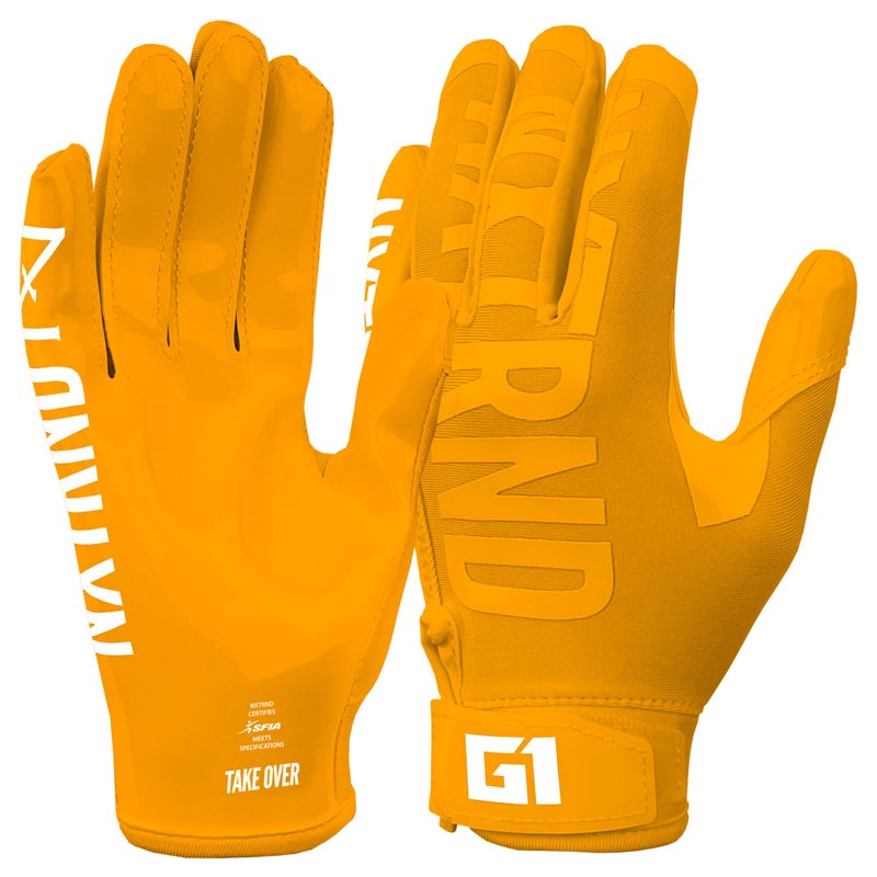 NXT NXTRND Nxtrnd G1 Youth Football Gloves Kids Sticky Receiver Gloves Yellow Youth Small - Image 2