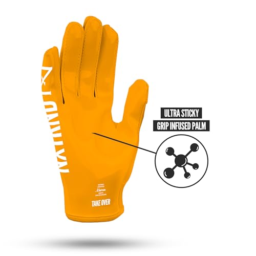 NXT NXTRND Nxtrnd G1 Youth Football Gloves Kids Sticky Receiver Gloves Yellow Youth Small - Image 3