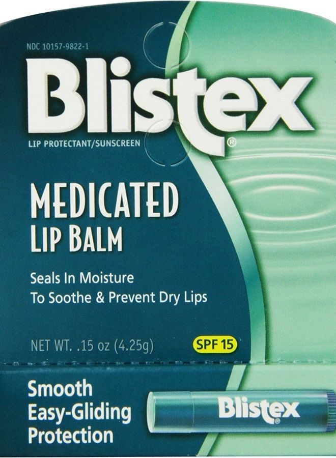 Blistex Medicated Lip Balm with SPF 15 for Dryness, Chapping and Soothes Irritated Lips,0.15 Ounce (Pack of 8)