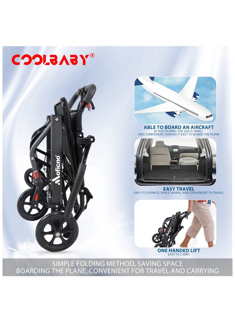 Cool Baby Ultra-light Aluminum Alloy Wheelchair Travel Wheelchairs For Elderly Disabled Portable And Foldable Compact Wheelchair  - Image 4