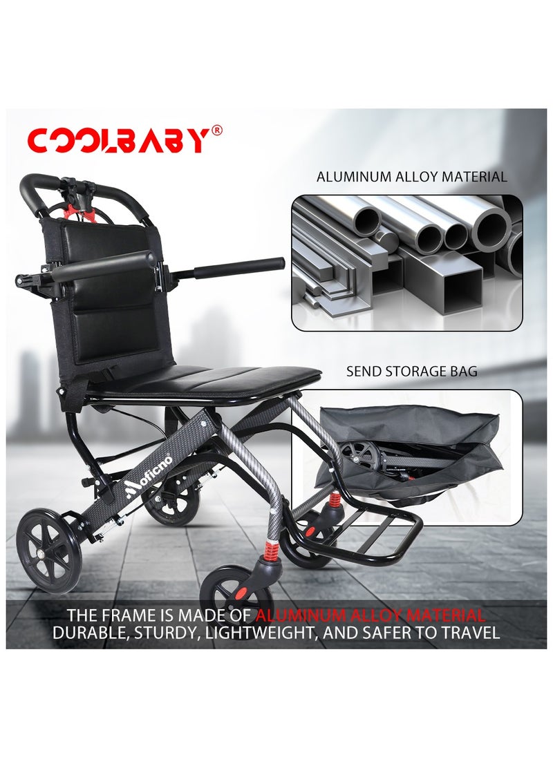 Cool Baby Ultra-light Aluminum Alloy Wheelchair Travel Wheelchairs For Elderly Disabled Portable And Foldable Compact Wheelchair  - Image 3