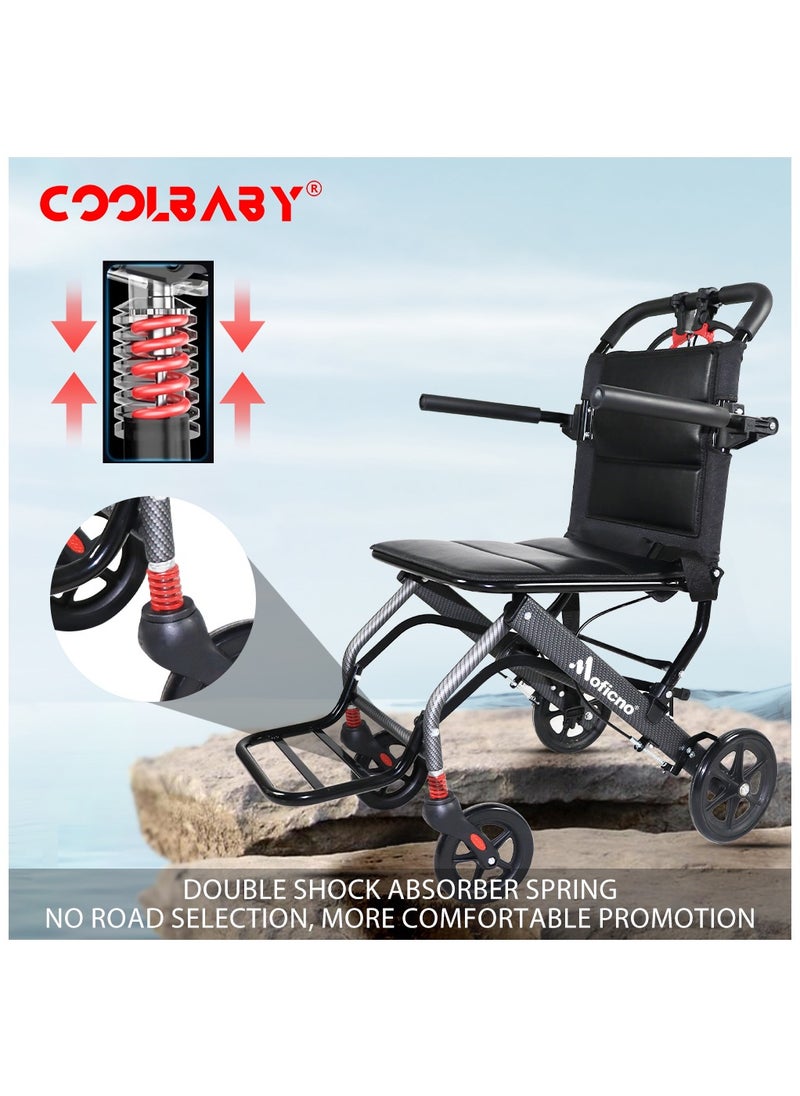 Cool Baby Ultra-light Aluminum Alloy Wheelchair Travel Wheelchairs For Elderly Disabled Portable And Foldable Compact Wheelchair  - Image 5