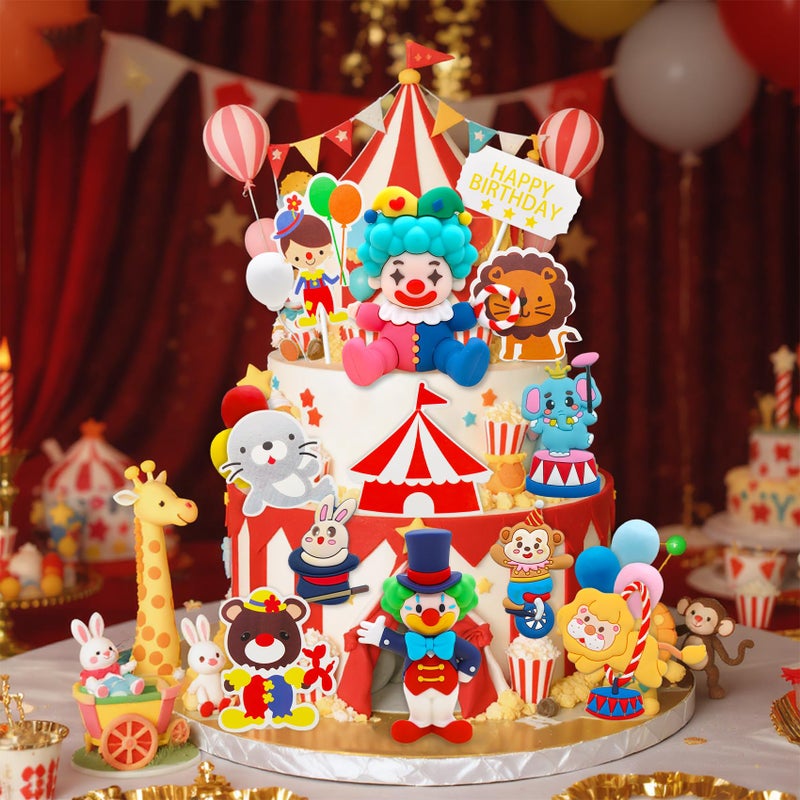 Knana 18Pcs Circus Cake Toppers Circus Cake Decorations Circus Party Decorations for Carnival Baby Shower Birthday Party Supplies - Image 5