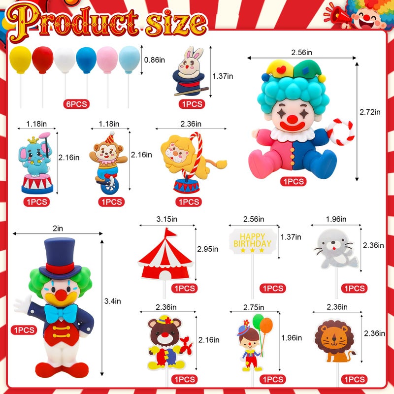 Knana 18Pcs Circus Cake Toppers Circus Cake Decorations Circus Party Decorations for Carnival Baby Shower Birthday Party Supplies - Image 2