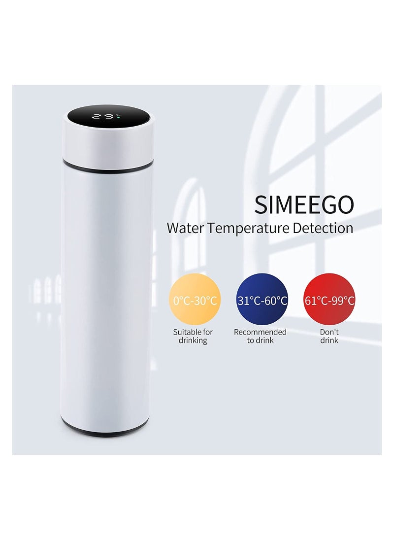 Cool Baby - COOLBABY Smart Insulated Water Bottle, Tea Infuser Bottle Stainless Steel Vacuum Wide Mouth Coffee Mug, Travel Thermoses with LCD Touch Screen, Keep Hot Or Cold, Car Portable Coffee Cup, 500ML(White) - Image 1