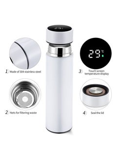Cool Baby COOLBABY Smart Insulated Water Bottle, Tea Infuser Bottle Stainless Steel Vacuum Wide Mouth Coffee Mug, Travel Thermoses with LCD Touch Screen, Keep Hot Or Cold, Car Portable Coffee Cup, 500ML(White)  - Image 4