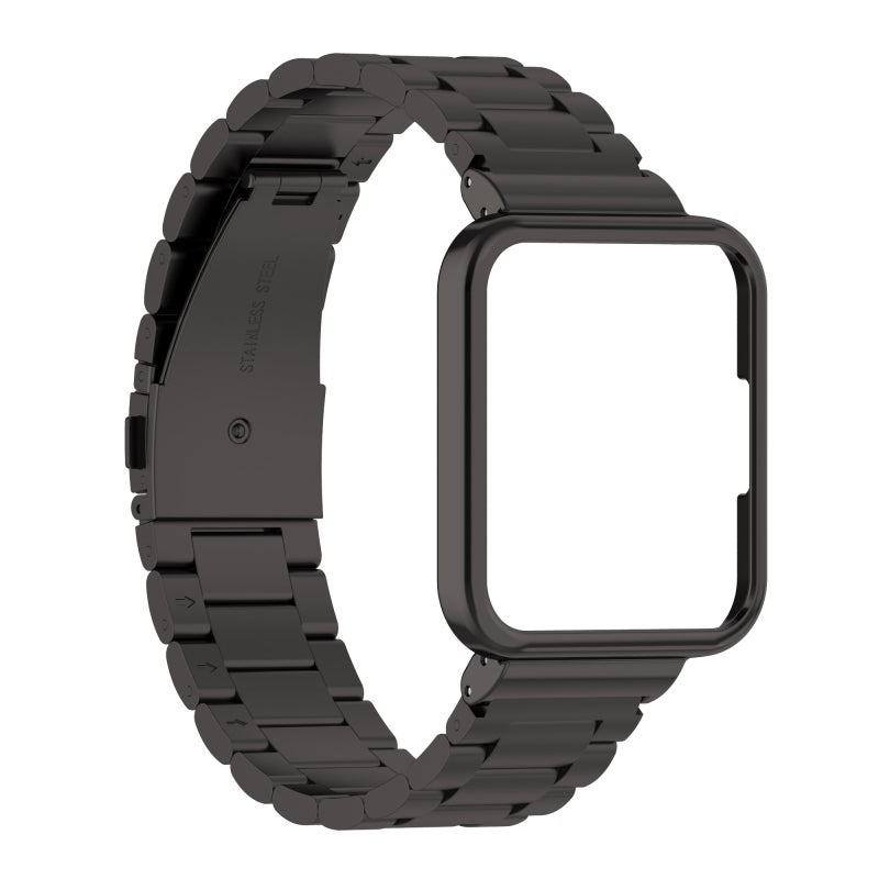 erorex For Xiaomi Redmi Watch2 Lite International Version 2 In 1 Three-Bead Metal Watch Band With Watch Frame(Black) - Image 1