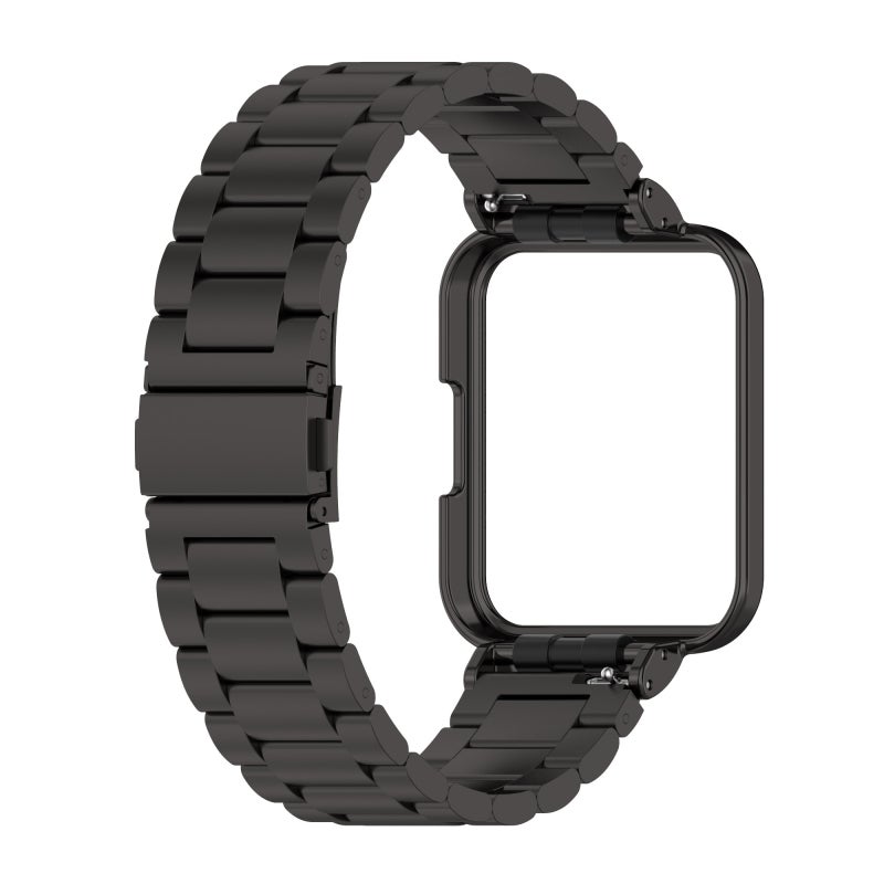 erorex For Xiaomi Redmi Watch2 Lite International Version 2 In 1 Three-Bead Metal Watch Band With Watch Frame(Black) - Image 2