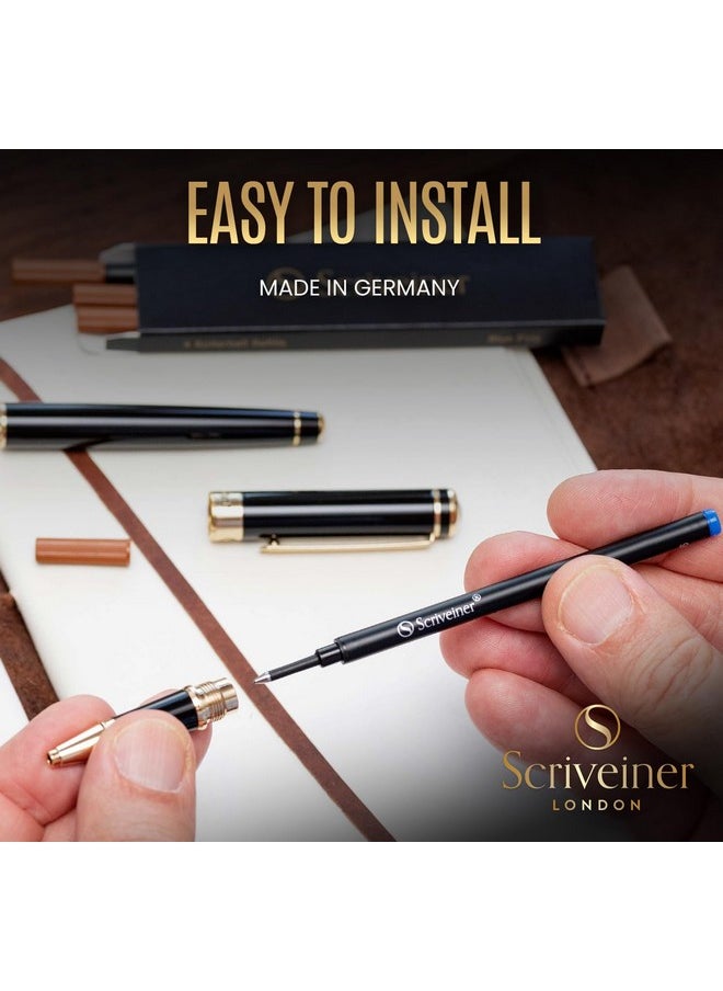 Scriveiner - Rollerball Refill Blue Medium - 4 Rollerball Refills Designed For Scriveiner Pens - Safety Ceramic Non Dry Roller Pen Refill M - Schmidt 888 Size - Made In Germany - Image 1