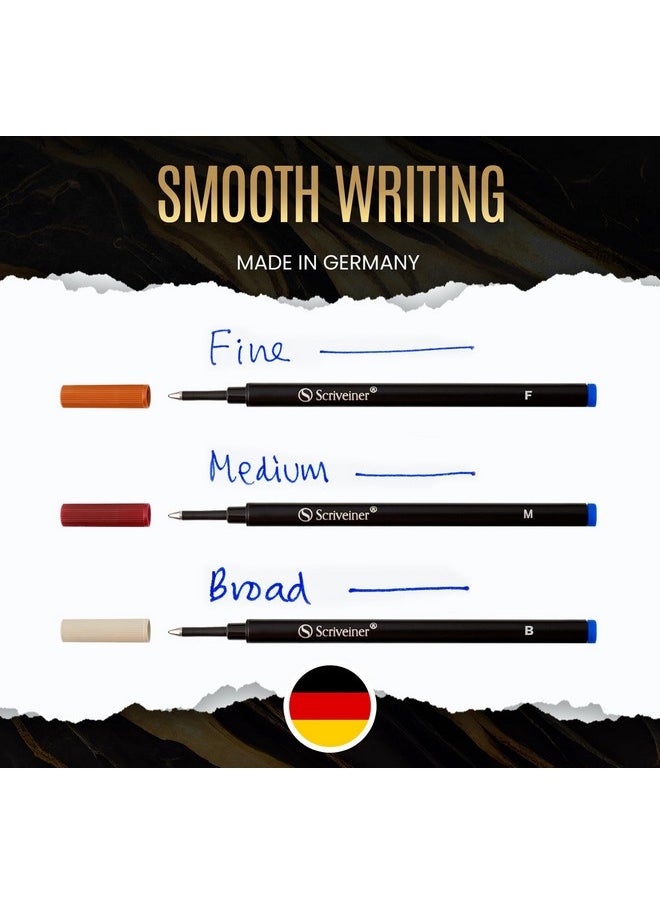 Scriveiner - Rollerball Refill Blue Medium - 4 Rollerball Refills Designed For Scriveiner Pens - Safety Ceramic Non Dry Roller Pen Refill M - Schmidt 888 Size - Made In Germany - Image 1